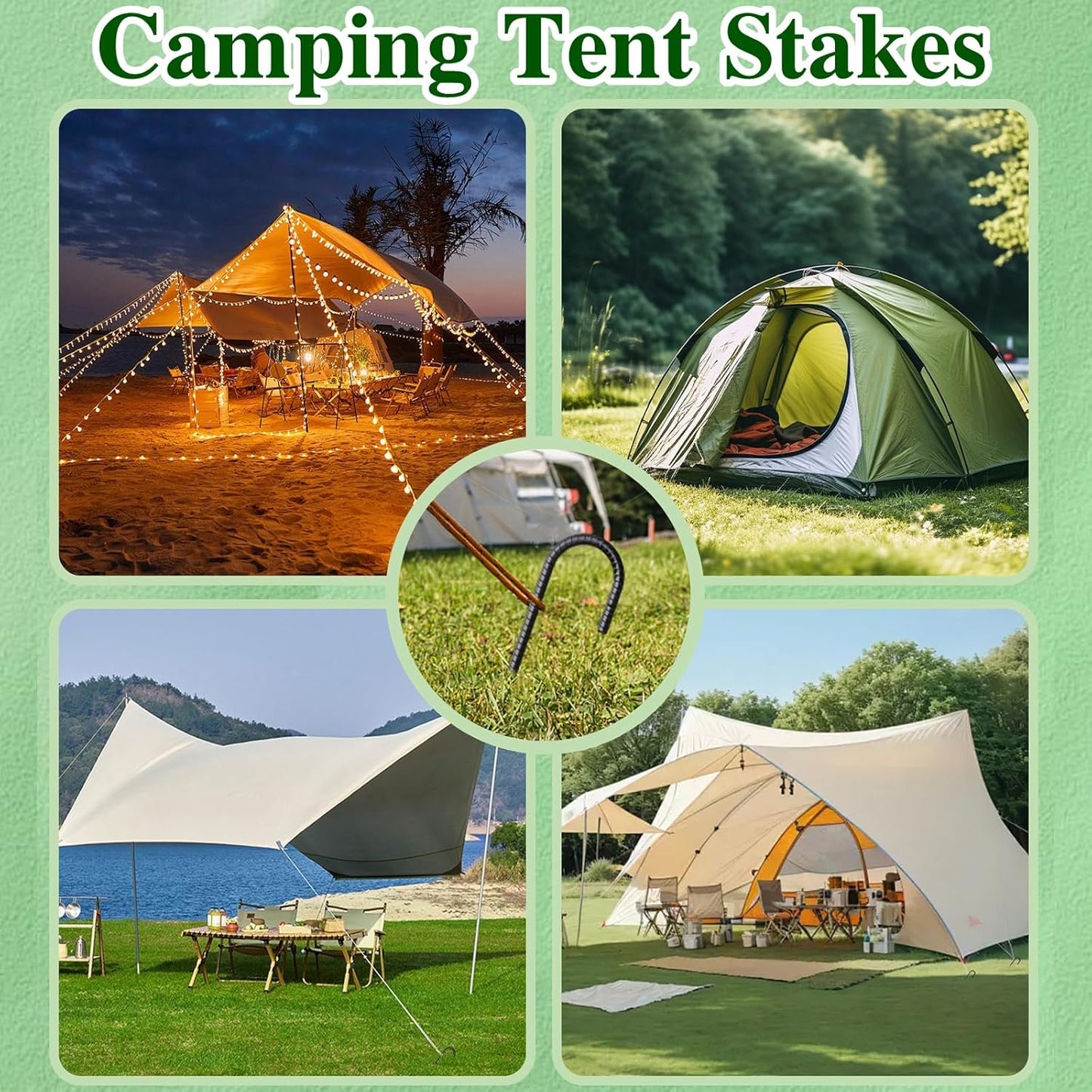 Rebar Stakes 12 Inch 20 Pack J Hook Ground Stakes Heavy Duty Chain Link Fence Stakes Galvanized Anchors Metal Tent Stakes for Wire Fencing Concrete Forming Trampolines Camping Canopies Shed Swing