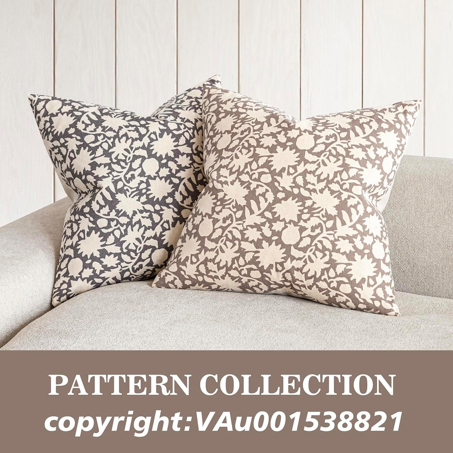 Foindtower Set of 2 Decorative Neutral Floral Throw Pillow Covers Accent Farmhouse Cushion Covers Boho Vintage Pillowcase for Couch Sofa Bedroom Living Room Home Decor Outdoor,20×20 Inch,Tan