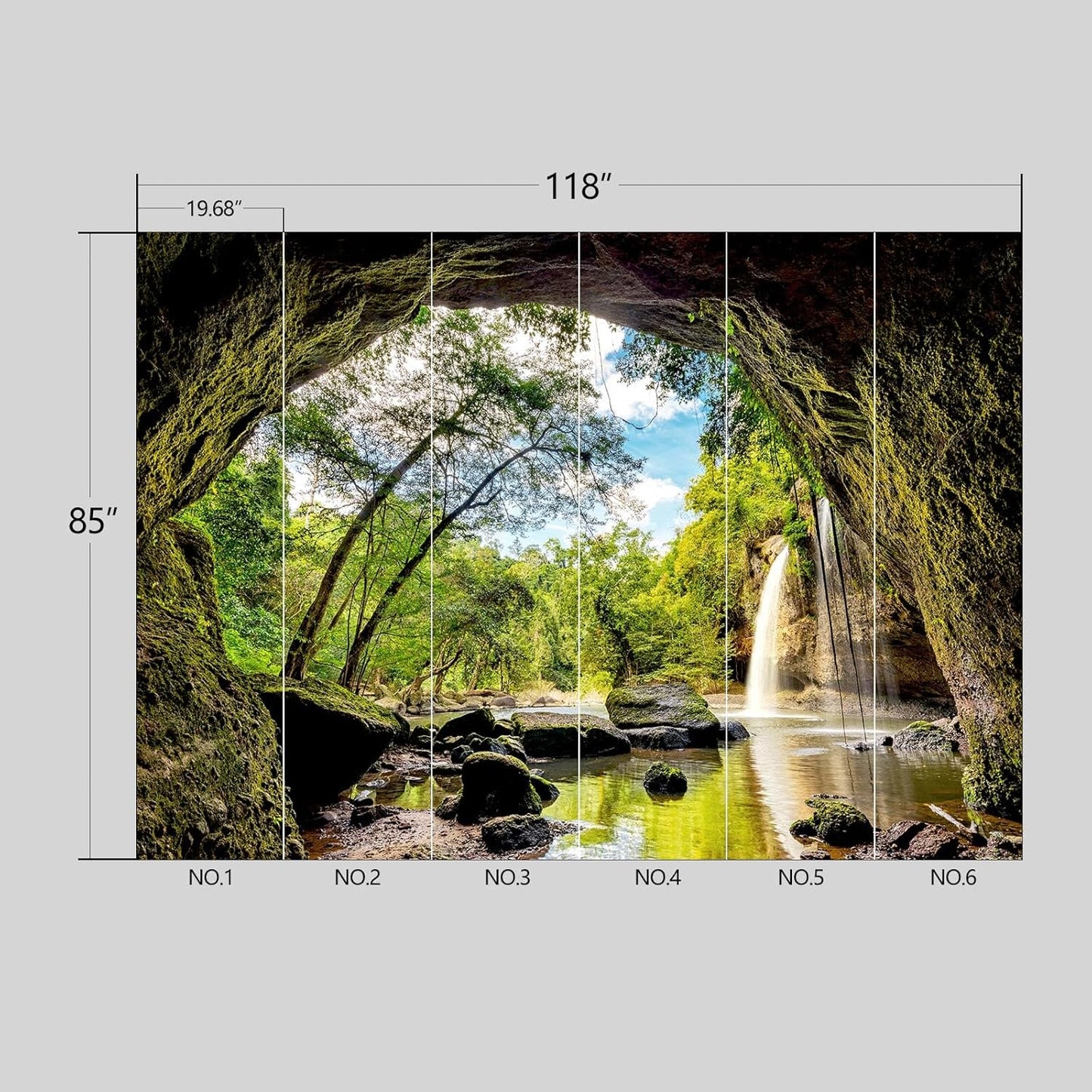 3D Space Cave Landscape Wallpaper Peel and Stick Wall Mural for Bedroom Living Room - 85"x118"