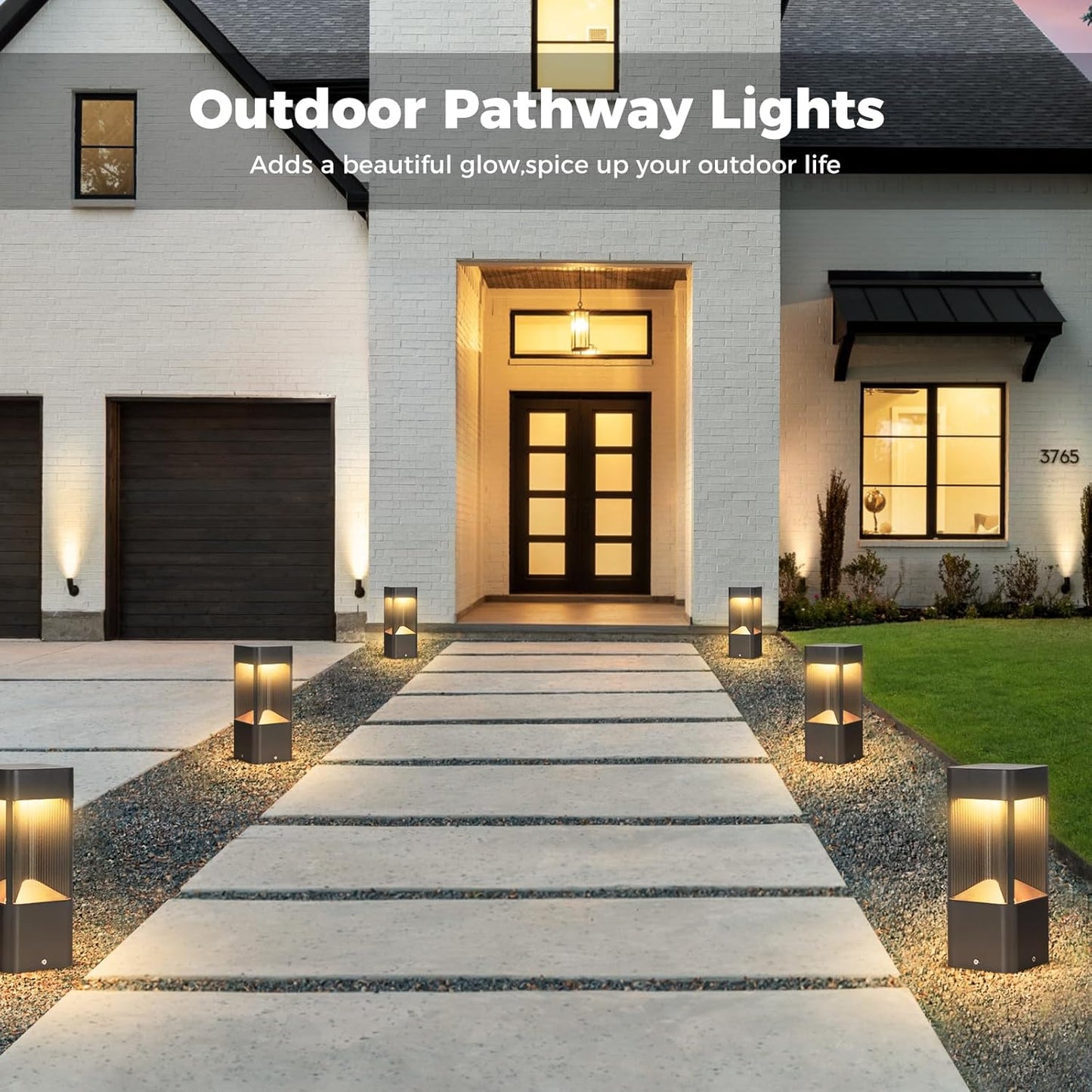 3000K Pathway Lights Black Landscape Path Light Outdoor Waterproof Garden Floor Lamp Modern Walkway Lights LED Warm Light Bollard Lighting Hardwired Aluminum Lawn Post Lights for Entrance Patio Porch