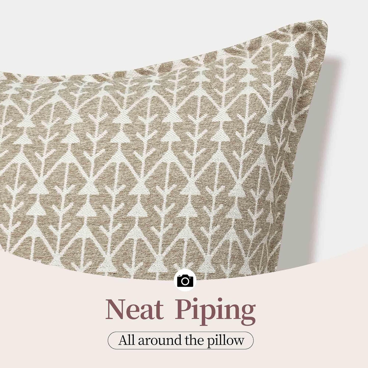 makkey Floral Throw Pillow Covers 18X18 Farmhouse Block Print Pillow Covers Decorative Pillow Covers Couch Pillows for Living Room Vintage Accent Sofa Pillows Set of 2