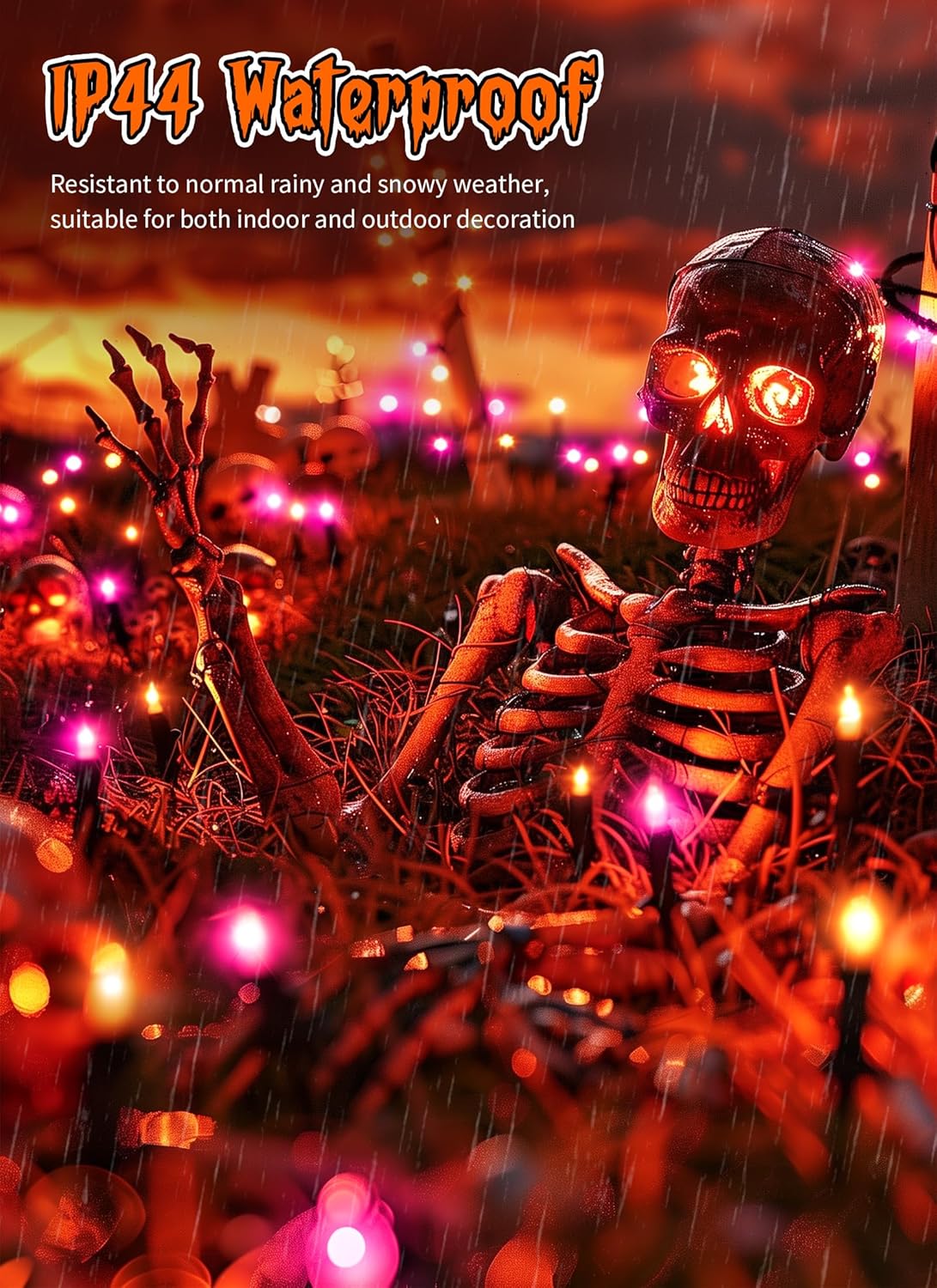 2 Pack Halloween Mini Lights, 13 Feet 50 Count Totally 100 Count Incandescent Mini String Lights, Connectable Halloween Light for Haunted House Party Holiday Window Indoor Decoration, Orange & Purple