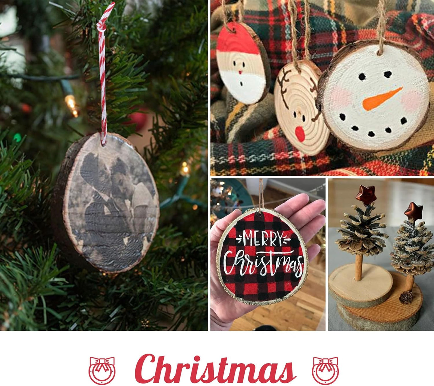 20 Pcs Wooden Discs for Crafts，3.9''-4.3'' Wood Circles for Crafts, Wood Slices for Painting DIY Christmas Ornaments Party Wall Home Wedding Decor