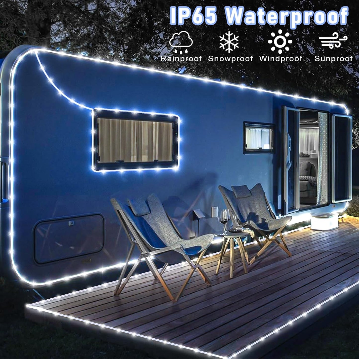 100FT 300 LED Rope Lights Outdoor, Connectable and Flexible Tube Lights with 8 Modes, Waterproof Rope Lighting Indoor for Deck, Garden, Patio, Landscape, Pool, Party Decorations - White