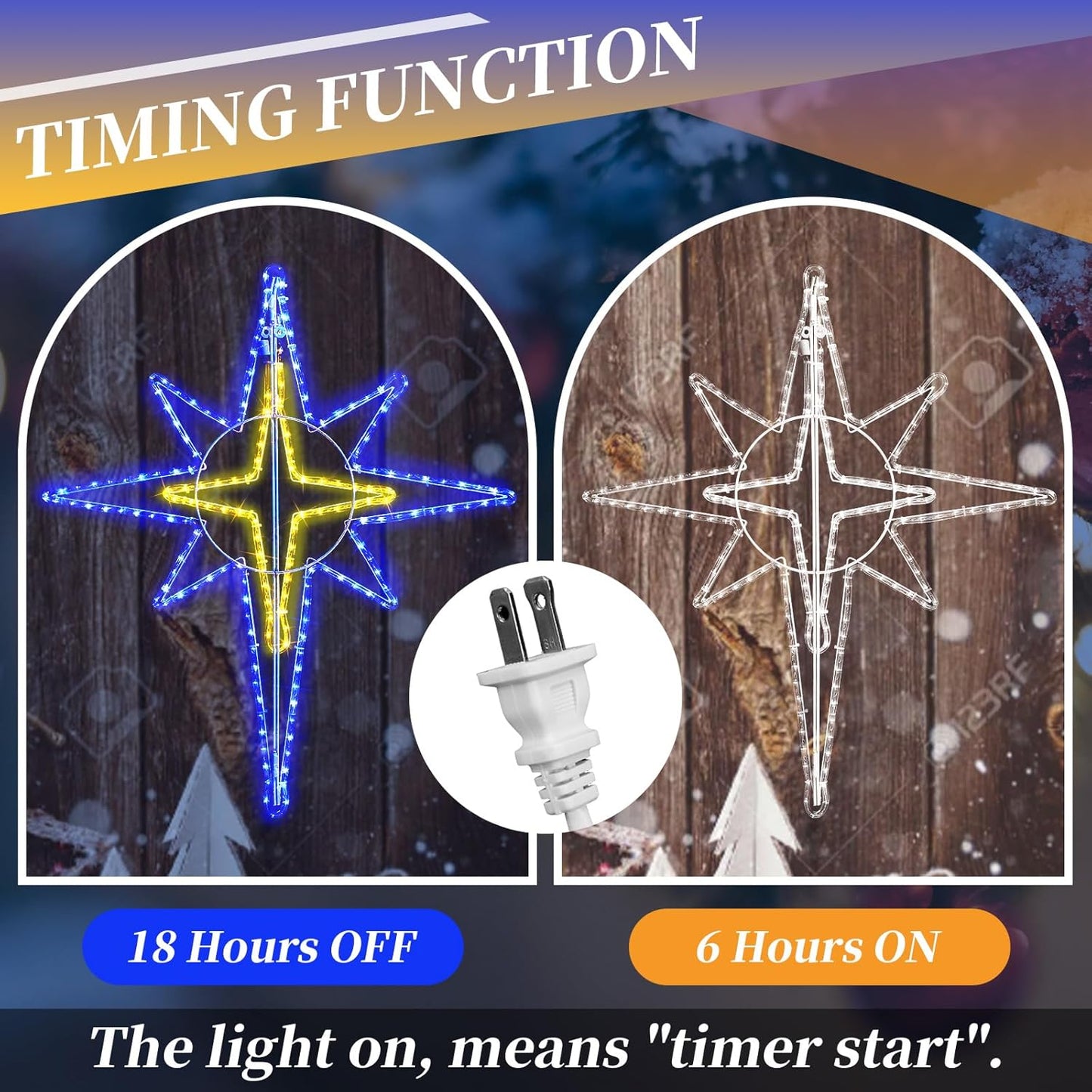 36'' Christmas Star of Bethlehem LED Star Hanging Lights Nativity Holy Family Light for Door Window Porch Wall Decoration Plug Operated Lighted Hanging Tree Topper(Blue, Warm Light)