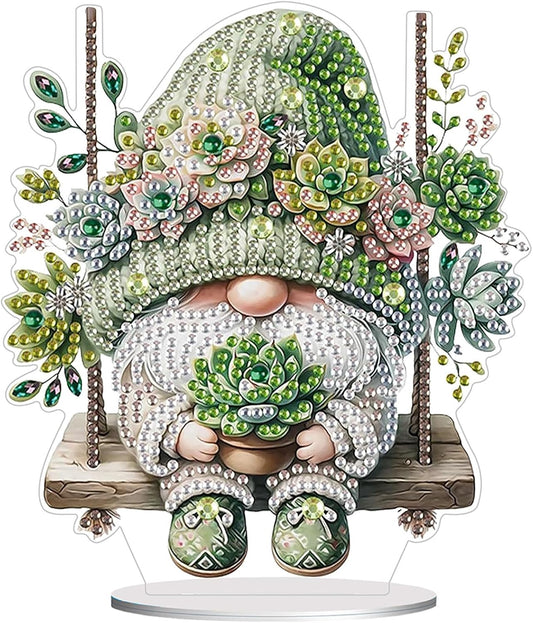 Diamond Painting Kits for Adults Beginners, 5D Full Drill Dwarf Succulents Crystal Art Desktop Ornament, DIY Single Sided Home Office Desk Decor, Creative Craft Gift Set with Tools