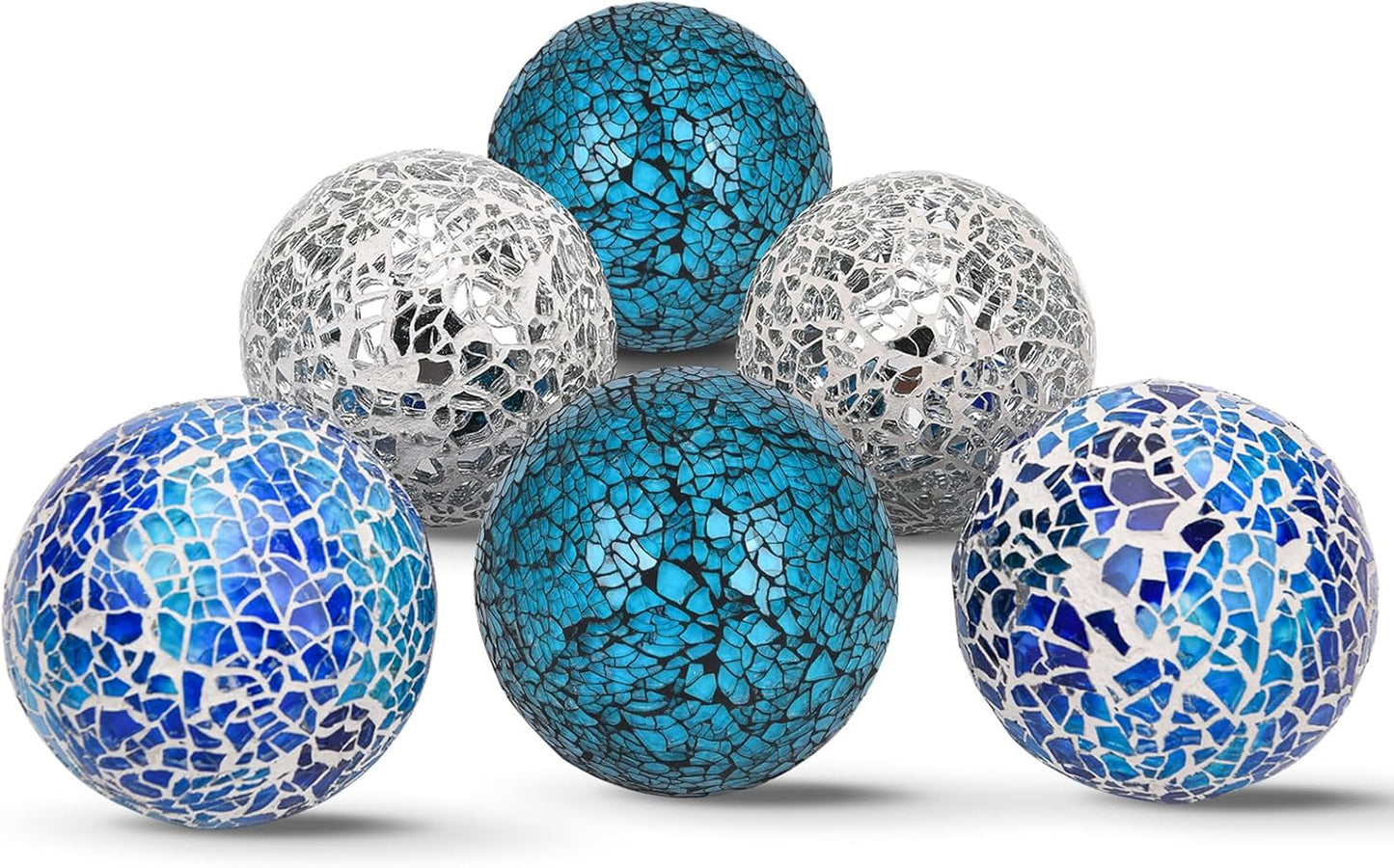 6Pcs Decorative Ball for Bowls, 8cm/3.15inch Mosaic Glass Centerpiece Decoration Balls Mirror Glass Ball Fillers for Home Decor Dining Tables Wedding Party (Mixed Color)