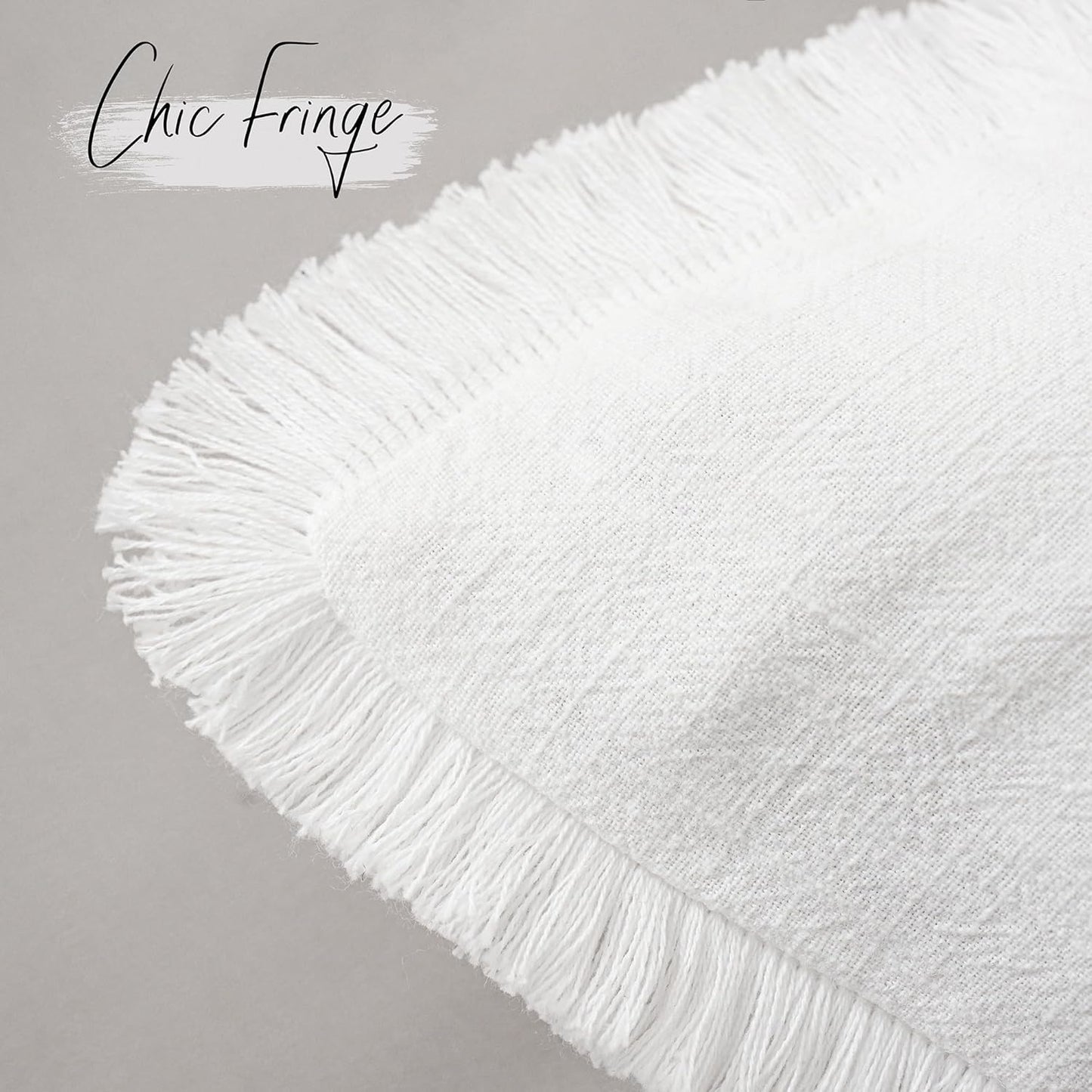 Foindtower Set of 2 Decorative Linen Fringe Throw Pillow Covers Cozy Boho Farmhouse Cushion Cover with Tassels Soft Accent Pillowcase for Couch Sofa Bed Living Room Home Decor,20×20 Inch,White