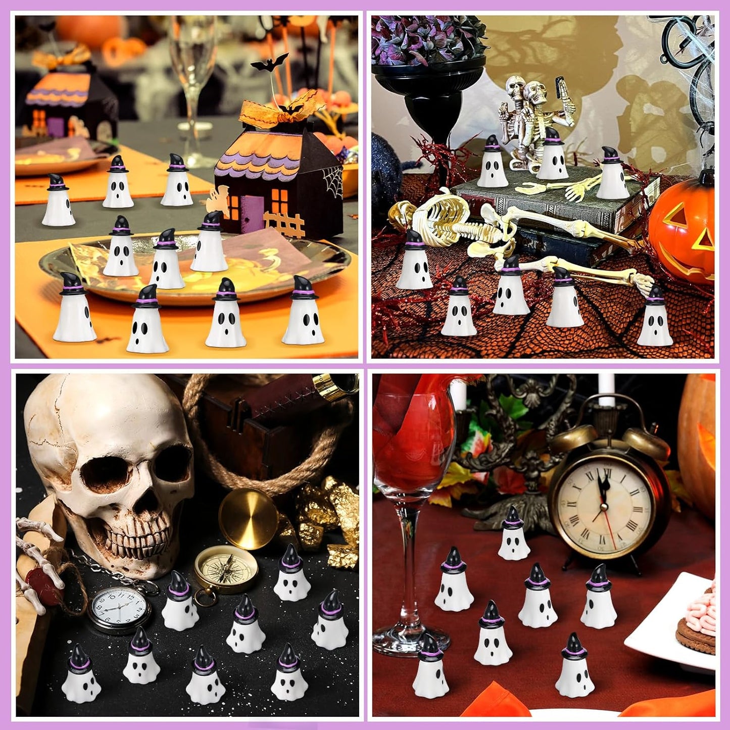 50 Pcs Mini Halloween Miniatures Figurines Resin Tiny Resin Figures Ornaments for Halloween Party Outdoor Home Garden Decoration (Witch Hat)