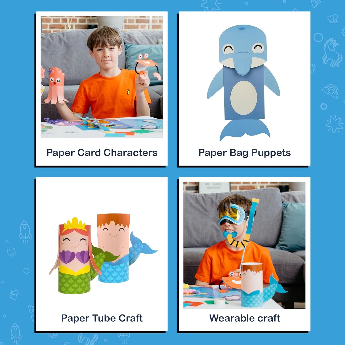 Craftikit® 20 Award-Winning Under The Sea Toddler Arts and Crafts for Girls Ages 4-8, Paper Craft Kits, Sea Animals, Mermaid Crafts for Girls Ages 4-6, Boys, Preschool Craft Supplies for Kids