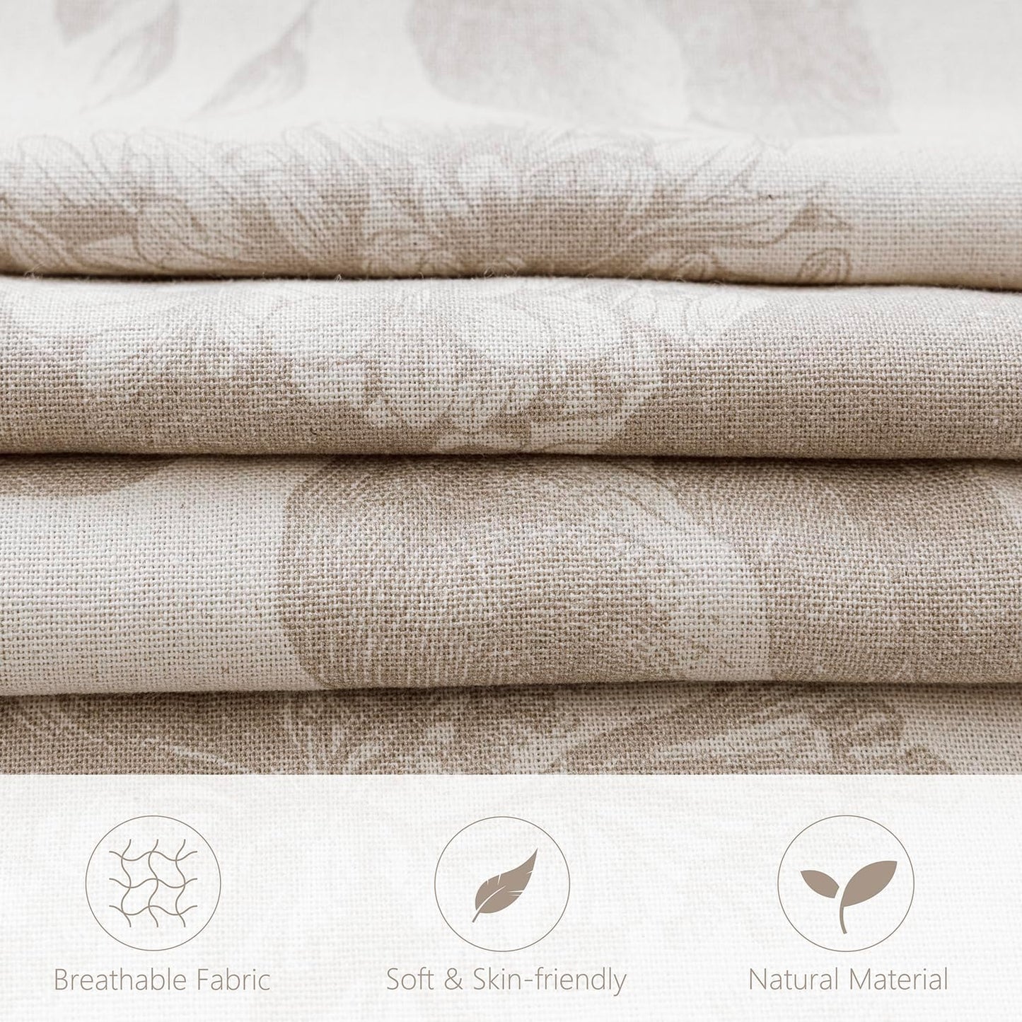 Foindtower Set of 2 Linen Floral Vintage Throw Pillow Covers Neutral Accent Decorative Cushion Covers Farmhouse Boho Home Decor for Sofa Chair Couch Bedroom Living Room Outdoor,22×22 Inch,Tan Beige