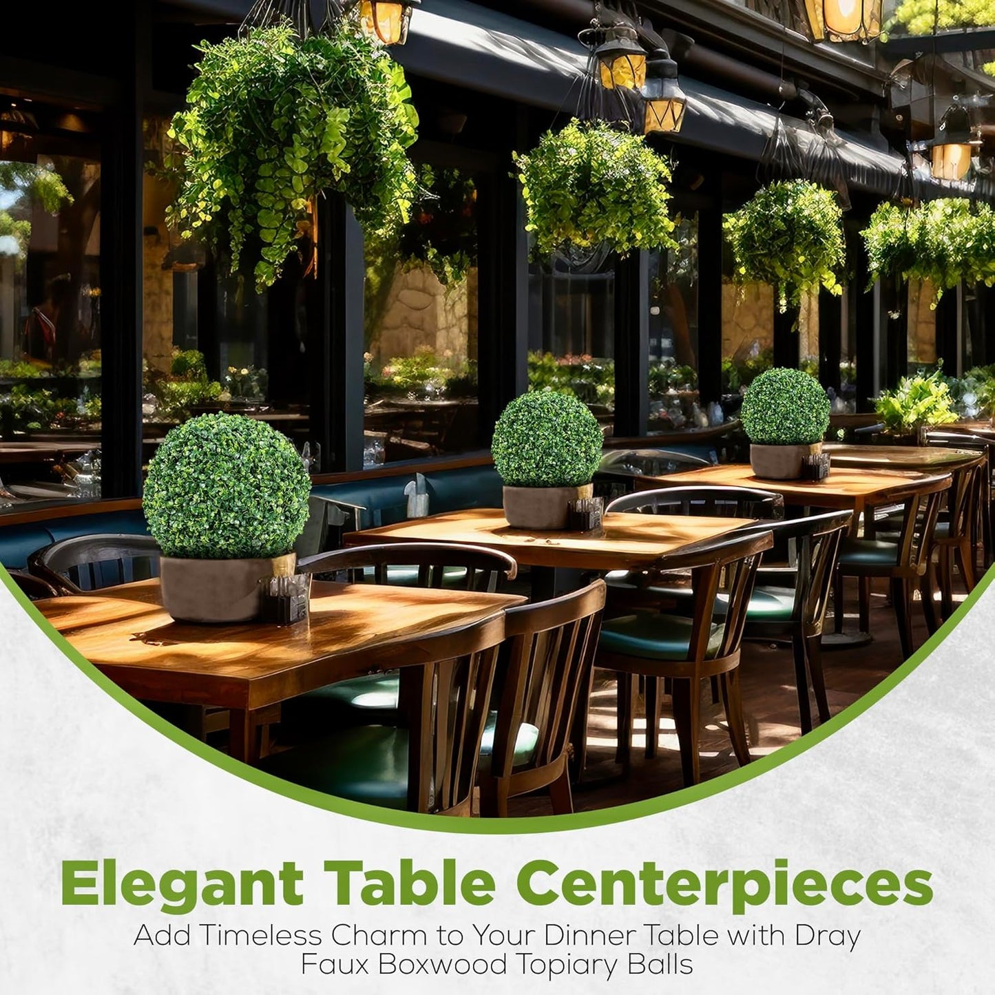 DRAY Premium 13" Faux Boxwood Balls – Set of 2 Artificial Topiary Spheres for Outdoor & Indoor Use – Realistic, UV-Resistant, Weatherproof Decorative Greenery – Check Measurements