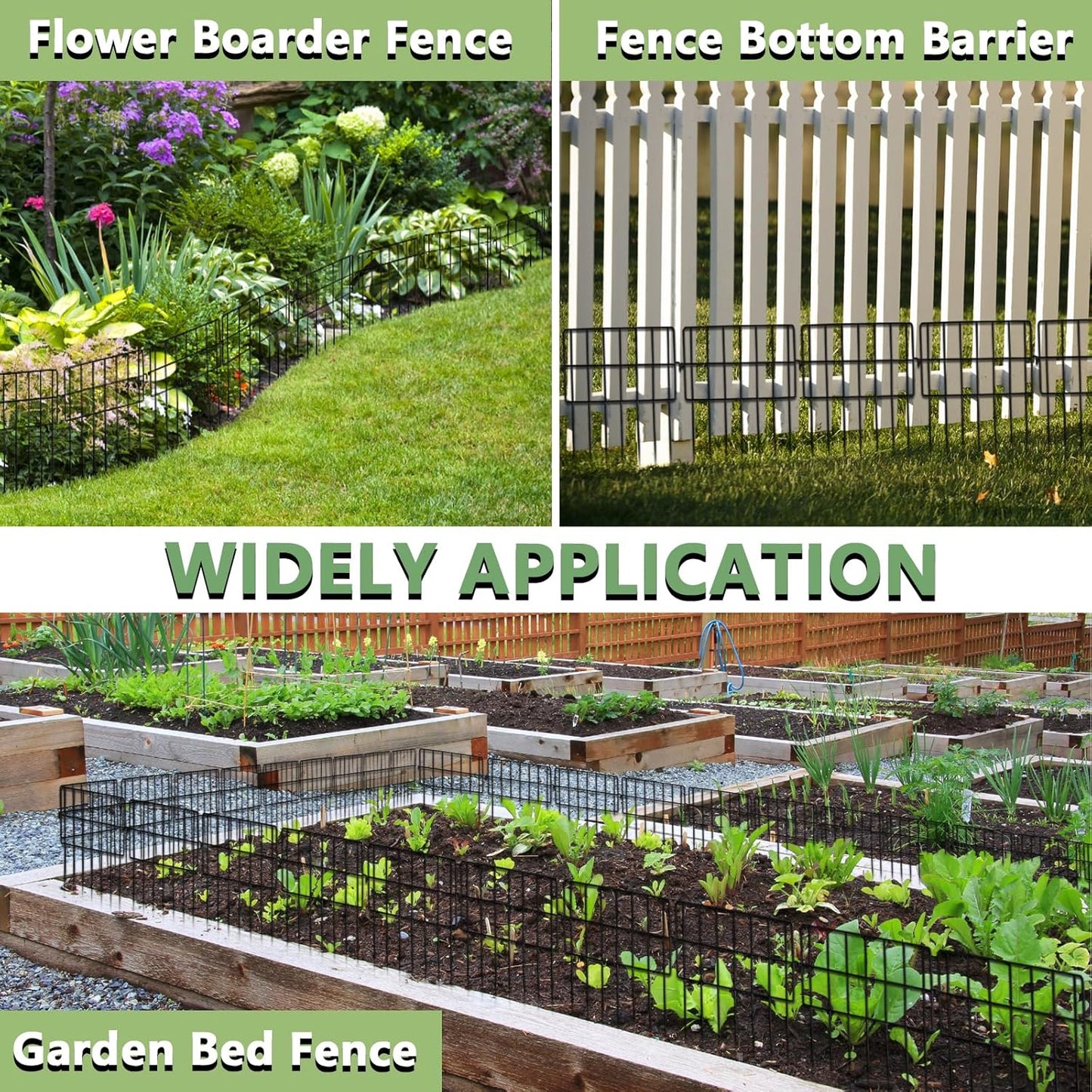 17in(H) x 10ft(L) Garden Fence Animal Barrier No Dig, 10 Panels Rustproof Small Metal Fencing, 1.5in Gap Fence Border, Outdoor Decorative Fence for Yard Dogs Rabbits