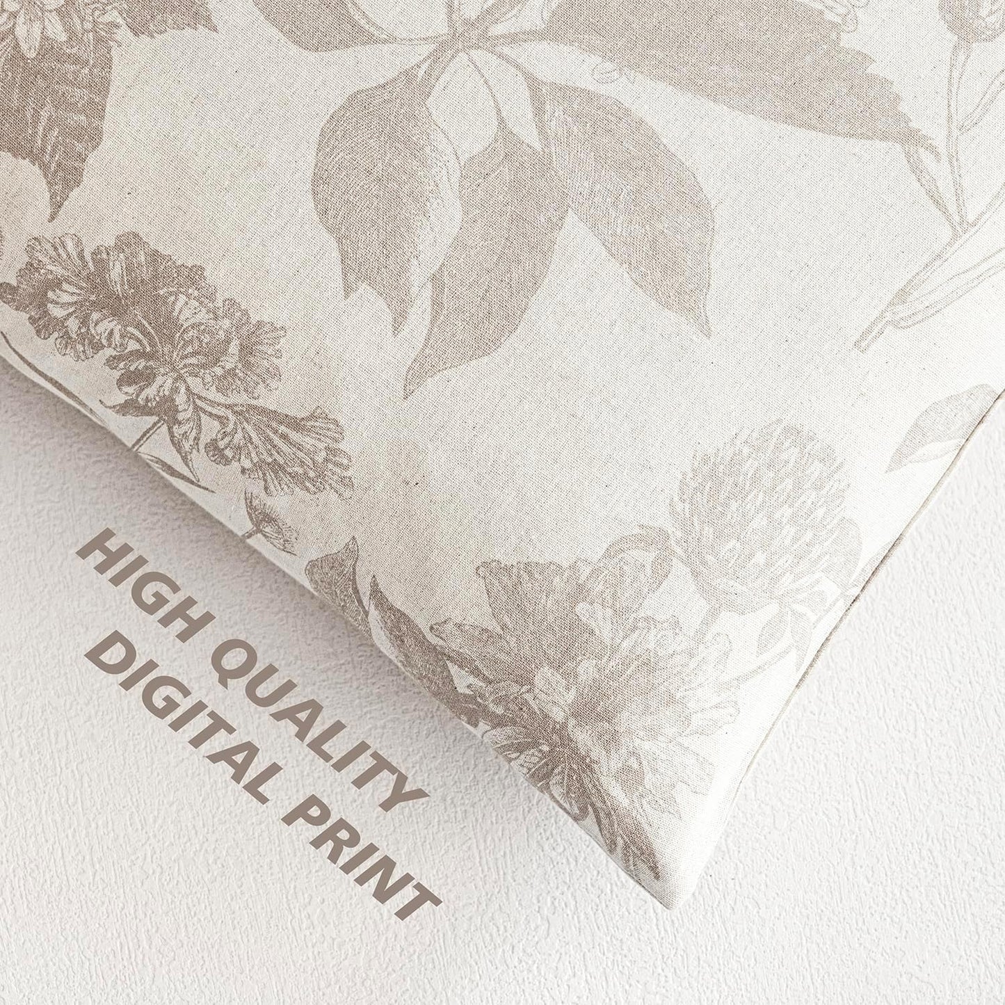 Foindtower Set of 2 Linen Floral Vintage Throw Pillow Covers Neutral Accent Print Decorative Cushion Covers Farmhouse Home Decor for Sofa Chair Couch Bedroom Living Room Outdoor,18×18 Inch,Tan Beige