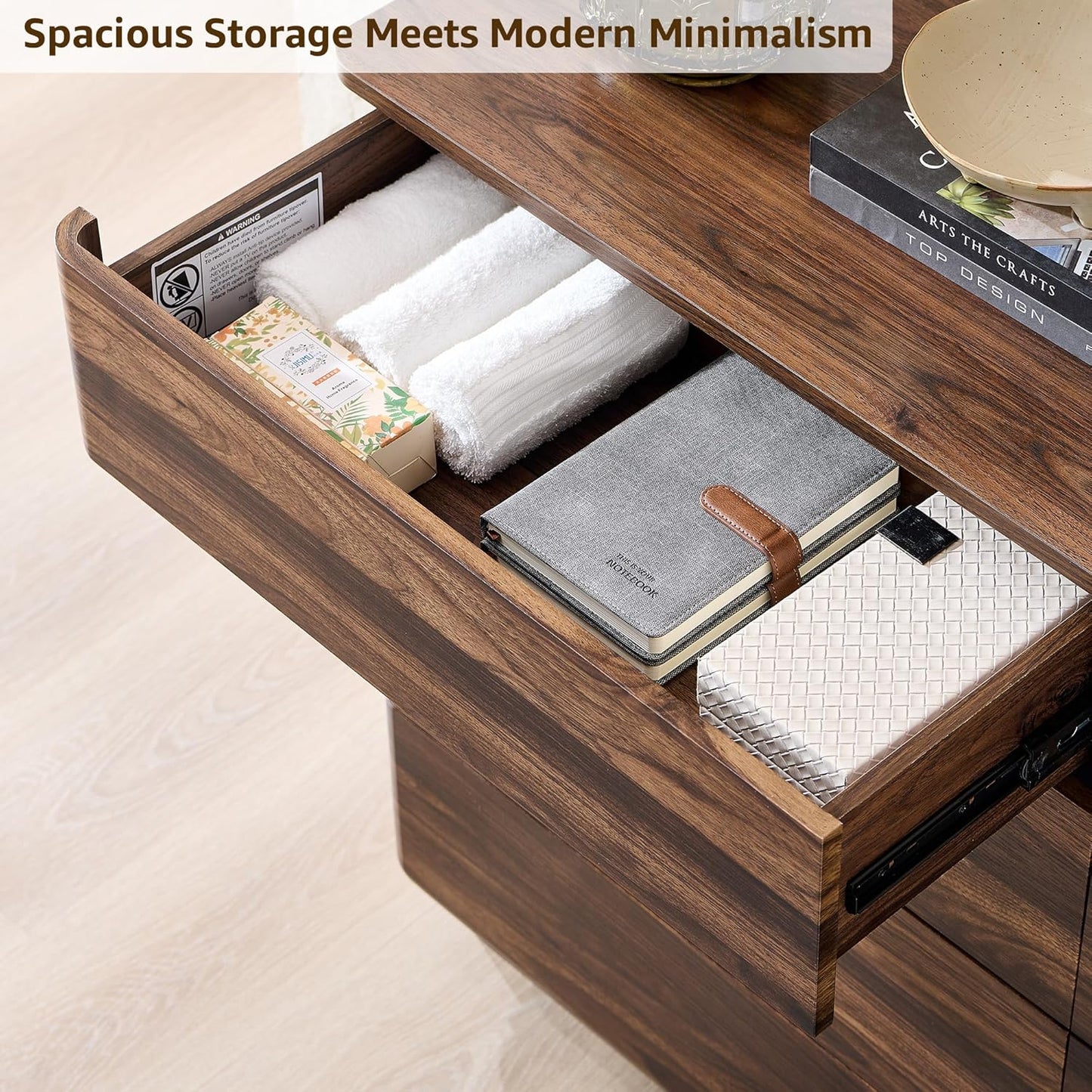 8 Drawer Dresser for Bedroom, 52 Inch Wide Modern Chest of Drawers, Push-to-Open Wood Storgae Organizer with Large Drawers for Bedroom, Living Room, Hallway,Brown