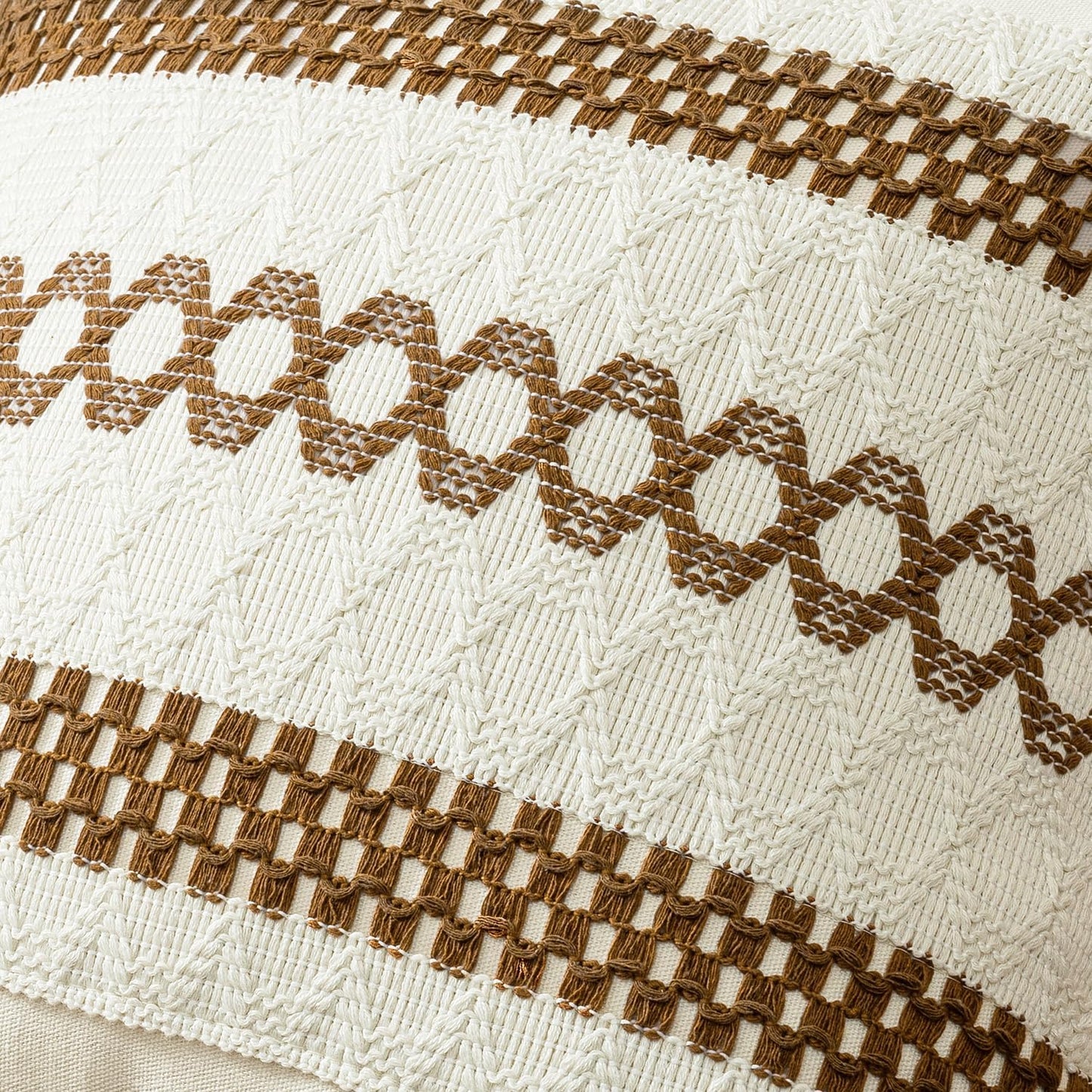 MIULEE Set of 2 Coco Brown Boho Decorative Pillow Covers 20x20 Inch Farmhouse Rustic Couch Throw Pillows Modern Spring Cotton Cushion Covers Retro Cute Macrame Woven Home Decor for Bed Sofa Chair