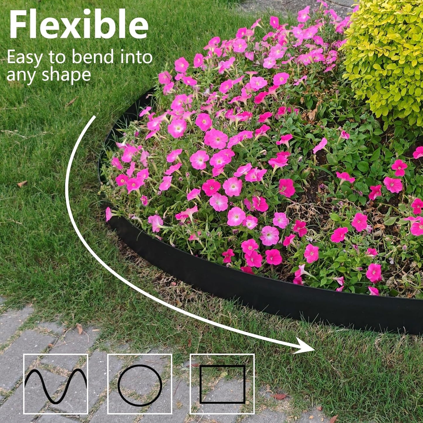 4 Inch Tall 33FT Landscape Edging with 45Pcs Metal Spikes, Plastic Garden Edging Border Landscape Edging Lawn Edging for Landscaping, Flower Bed, Paver, Yard