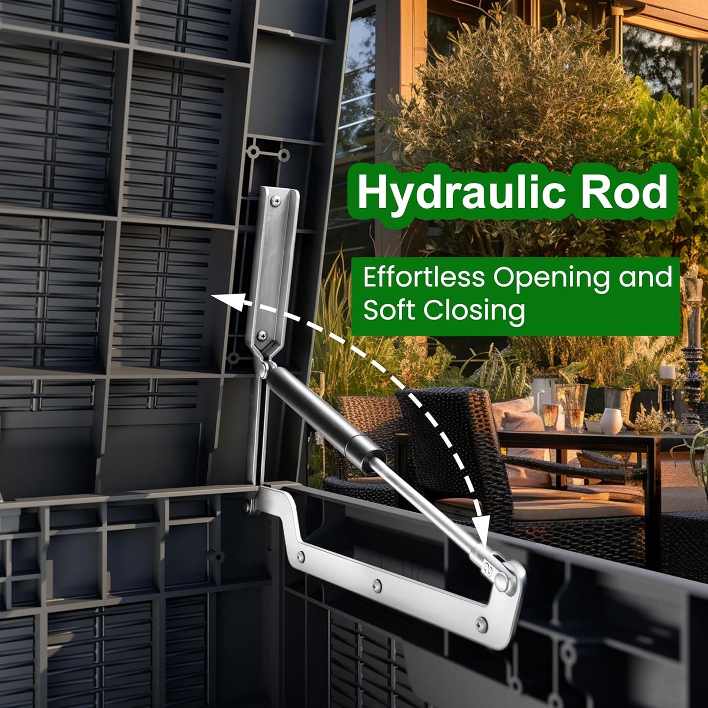 100 Gallon Outdoor Storage Box,Waterproof Lockable Resin Deck Box,Storage Container with Reinforced Support for Patio Cushions, Furniture Supplies, Garden Tools, UV-Resistant Outdoor Chest (Black)