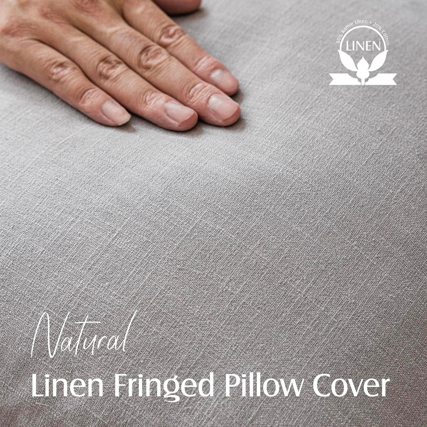 Foindtower Set of 2 Decorative Linen Fringe Throw Pillow Covers Cozy Boho Farmhouse Cushion Cover with Tassels Accent Pillowcase for Couch Sofa Bed Living Room Home Decor,26×26 Inch,Light Rustic Gray