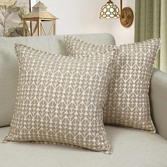 makkey Floral Throw Pillow Covers 20X20 Farmhouse Block Print Pillow Covers Decorative Pillow Covers Couch Pillows for Living Room Vintage Accent Sofa Pillows Set of 2