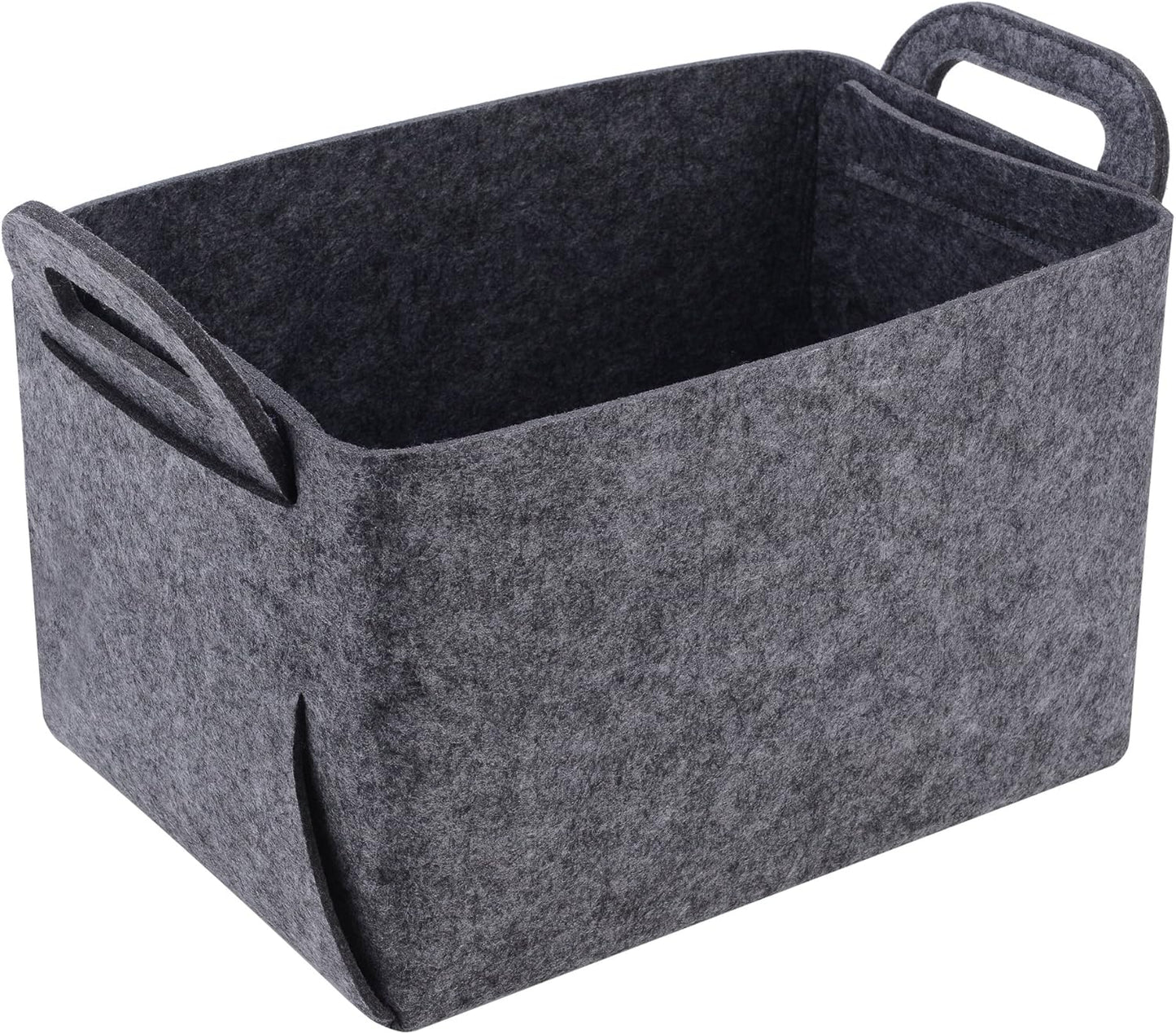 Minoisome Storage Basket Felt Storage Bin Collapsible& Convenient Box Organizer with Carry Handles for Office Bedroom Closet Babies Nursery Toys Laundry (Grey, 17.9inch（L）×12.2inch（W）×11.6inch（H）)
