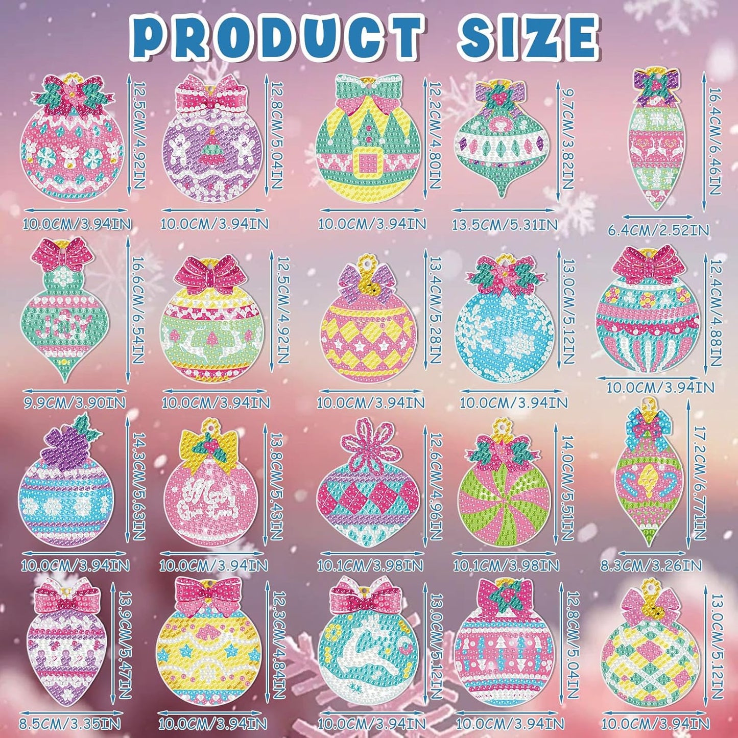 Tondiamo 20 Pcs Christmas Diamond Painting Keychain Kits 5D DIY Diamond Art Pendants Double Sided Hanging Key Chains for Christmas Party Decoration DIY(Macaron)