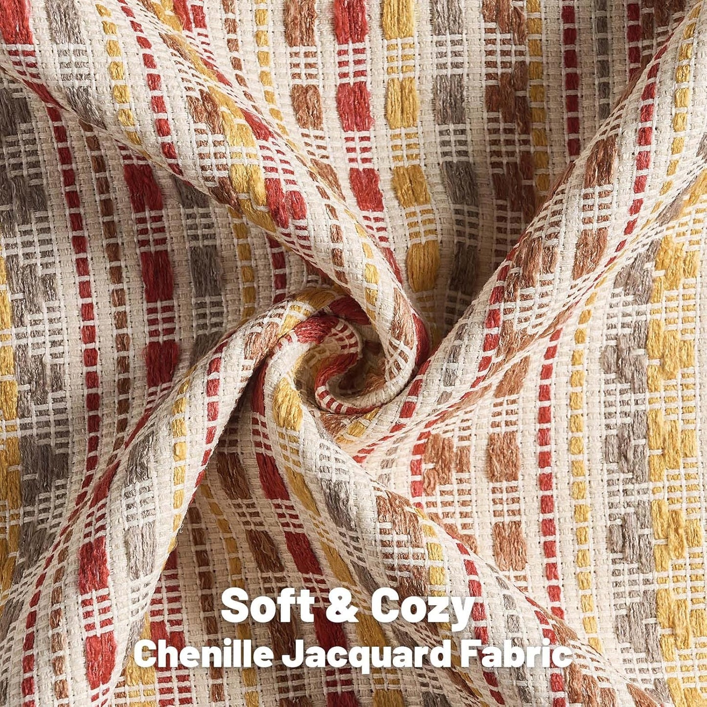 FUTEI Brown Red Decorative Throw Pillow Covers 20x20 Inch Set of 2,Soft Cozy Chenille Jacquard Textured Cushion Case,Boho Home Decor for Couch Bed Living Room