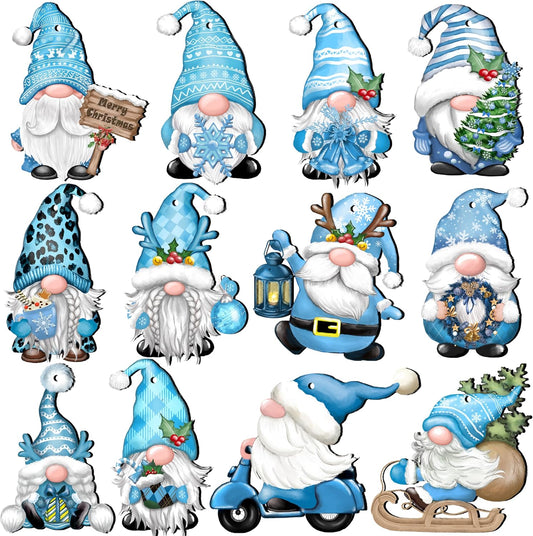 24 Pieces Christmas Gnome Wooden Hanging Ornaments, Wood Decor for Tree Decoration, Santa Doll Craft, Elf Party Supplies (Xmas-Gnomes-C)